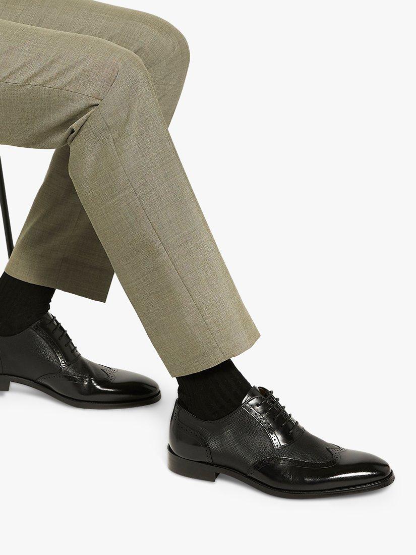 Product image 6 of 6, which shows Dune London Stuttgart Saffiano Leather Brogues, Black, 6