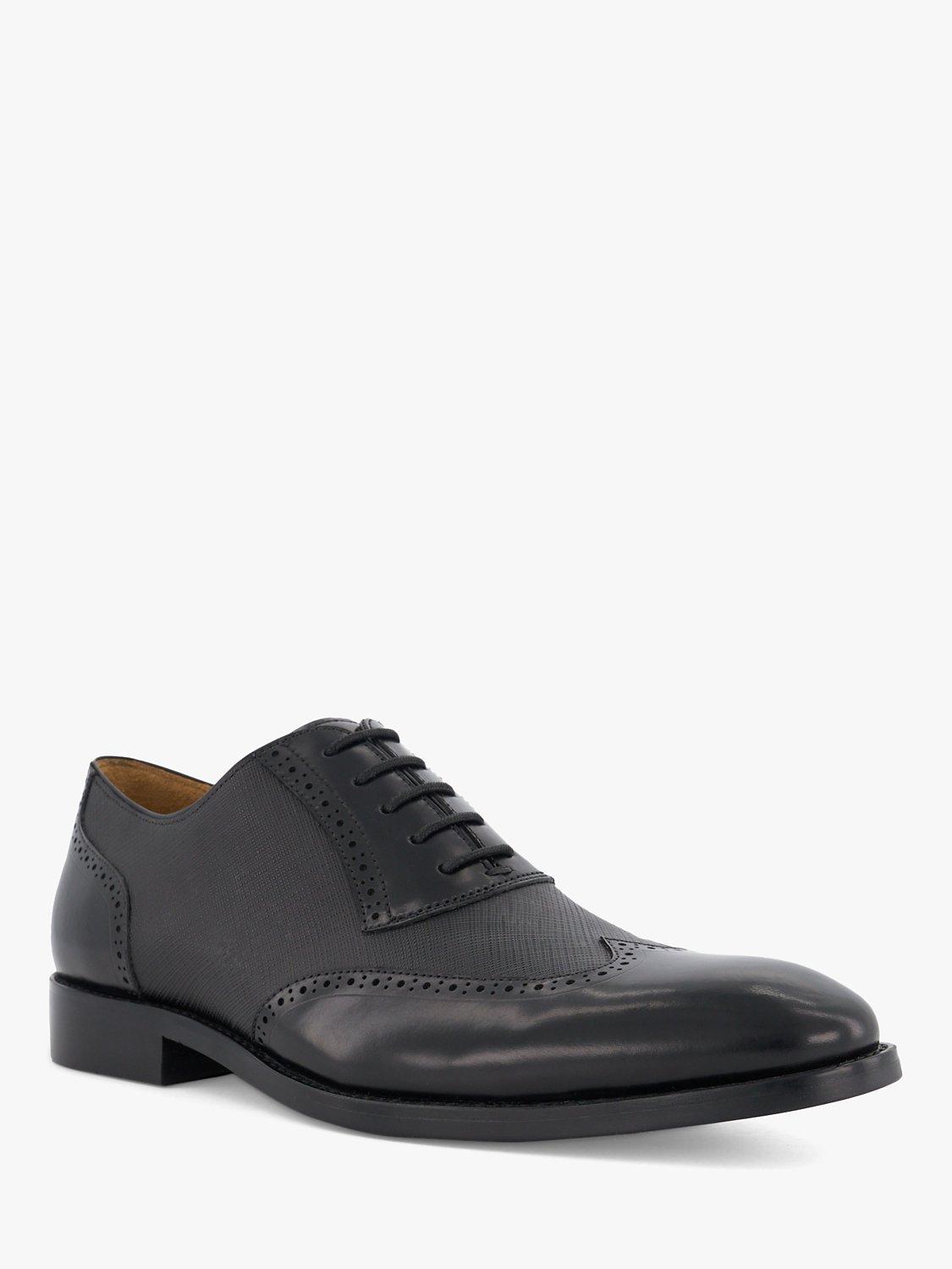 Dune Stuttgart Saffiano Leather Brogues, Black, 6