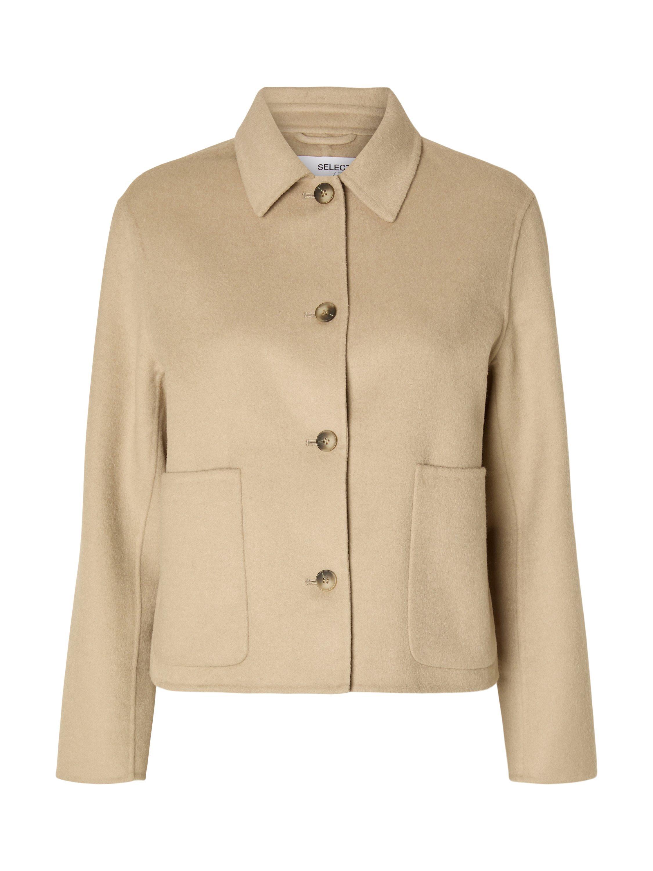 SELECTED FEMME Birta Wool Blend Jacket, Humus