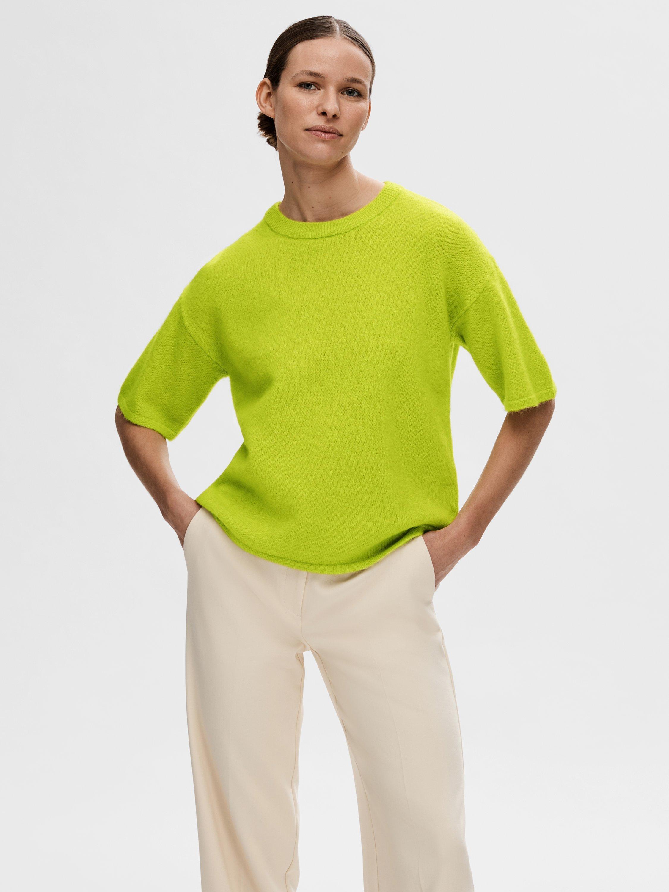 SELECTED FEMME Maline Liliana Wool Blend Jumper, Lime Green