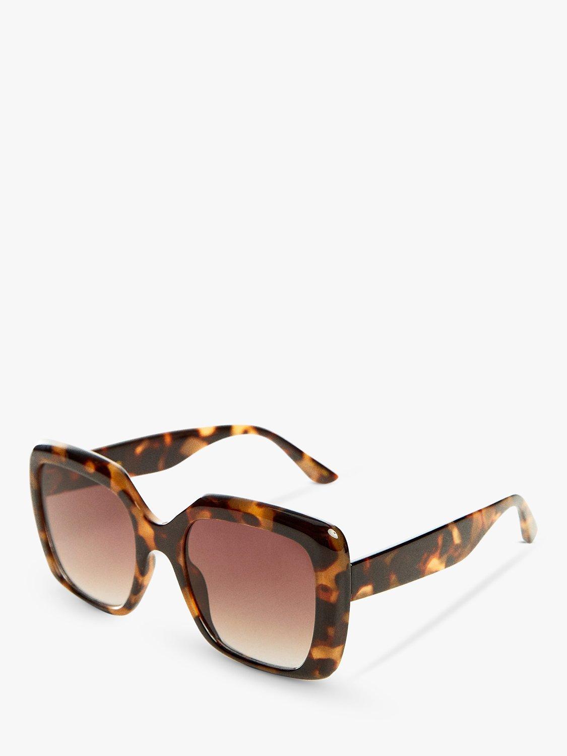 Mango Tania Square Sunglasses, Dark Brown