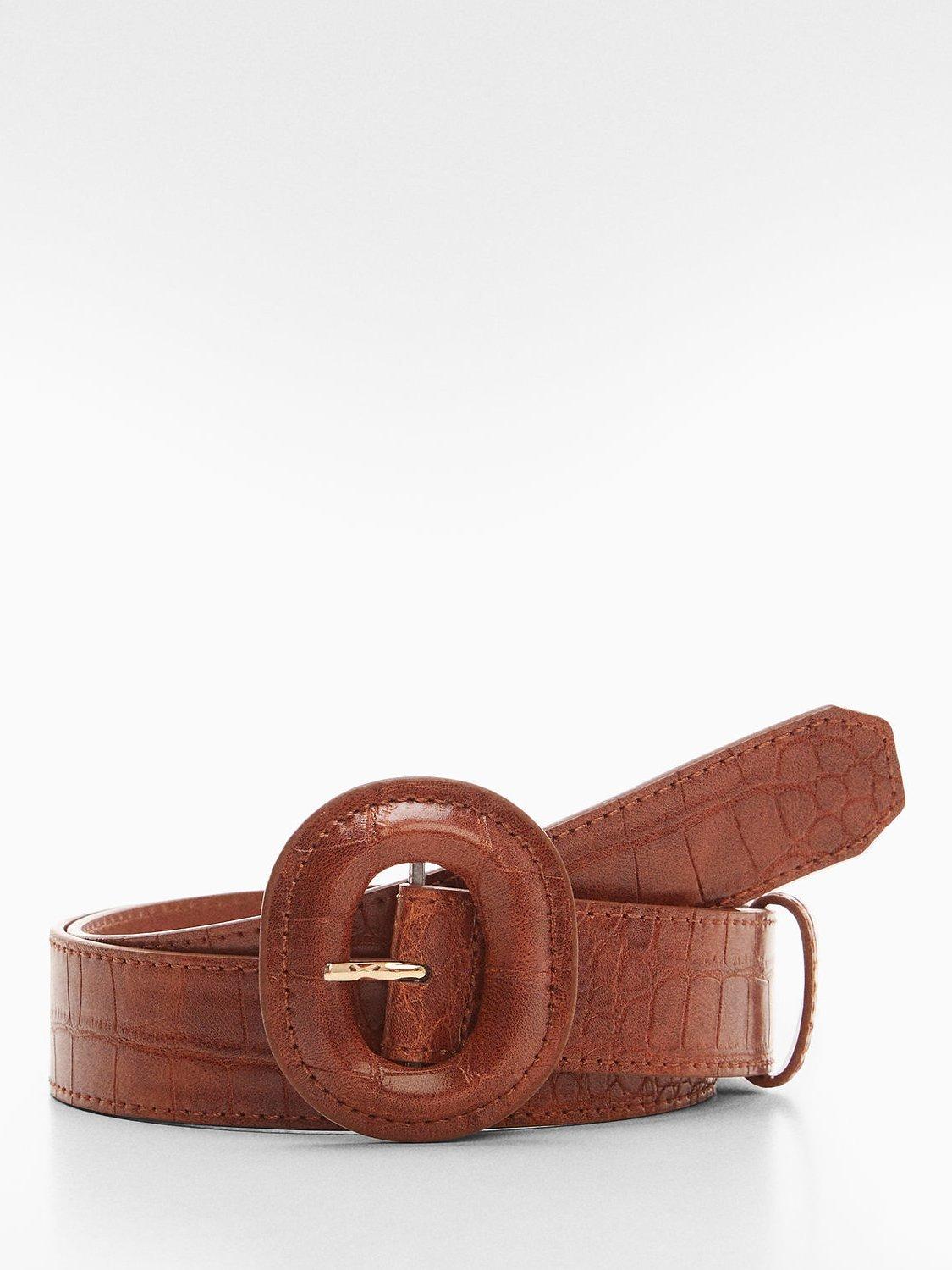Mango Tere Croc Effect Belt, Brown