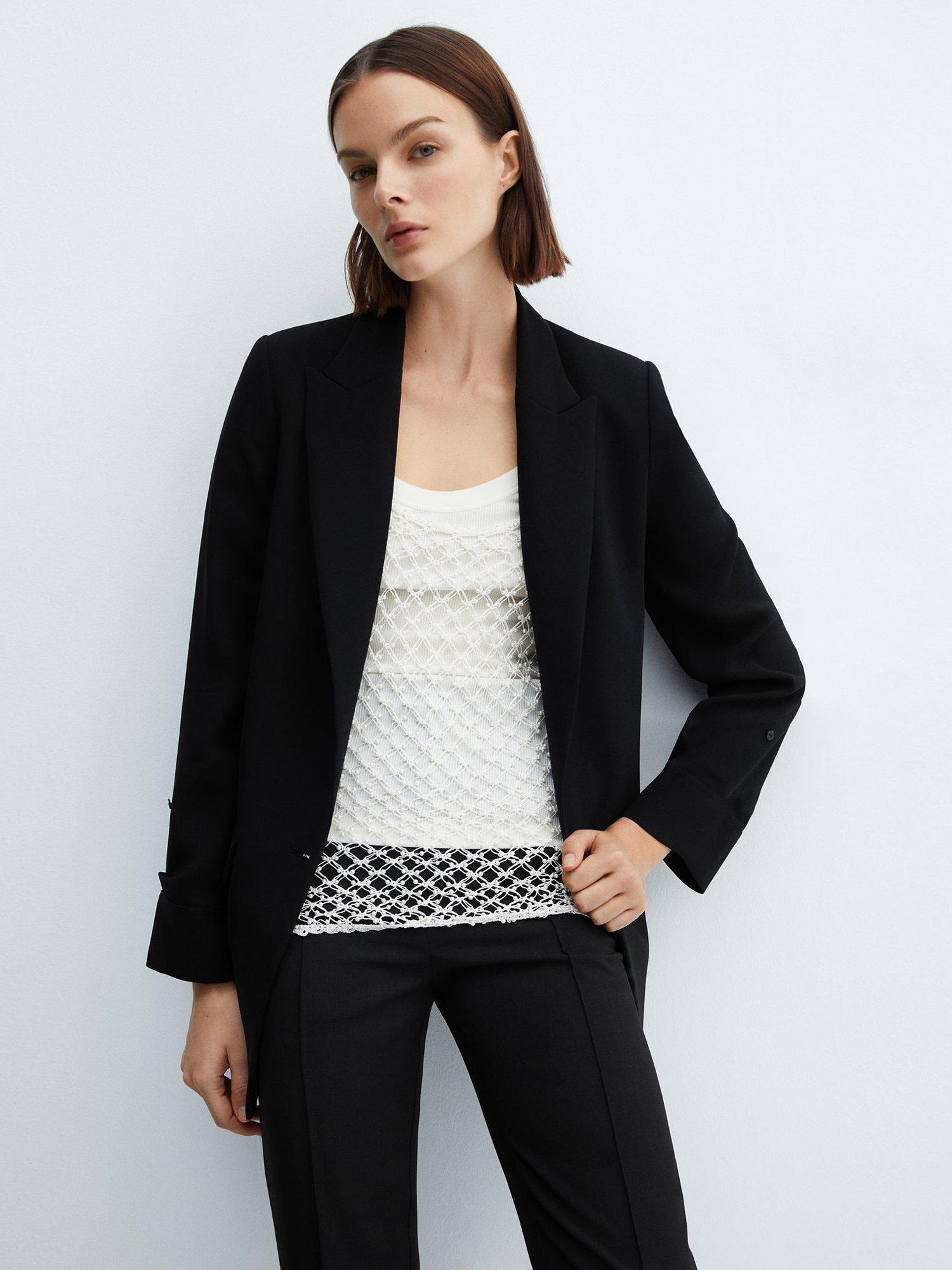 Mango Eleanor Plain Blazer, Black