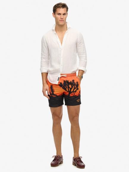 Superdry Photographic 17" Swim Shorts, Sunset Orange