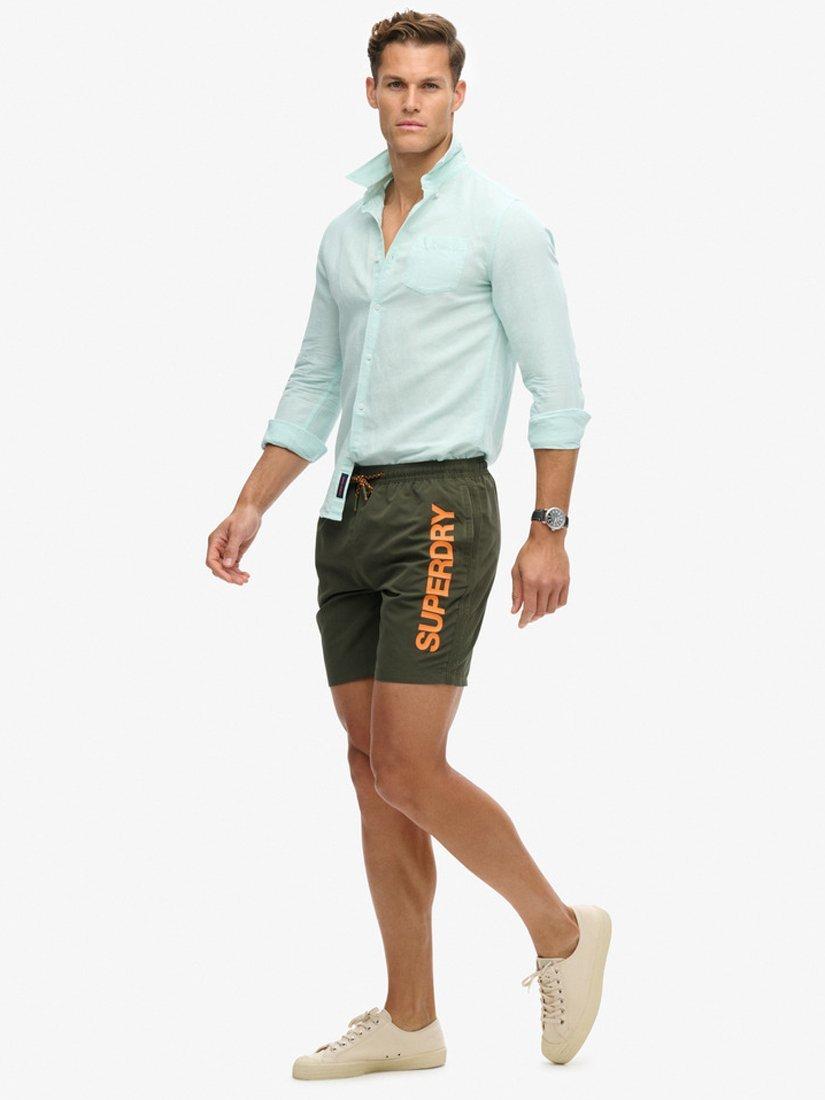 Product image 3 of 8, which shows Superdry Sport Graphic 17" Swim Shorts, Army Khaki, S