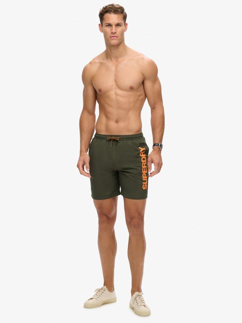 Product image 4 of 8, which shows Superdry Sport Graphic 17" Swim Shorts, Army Khaki, S