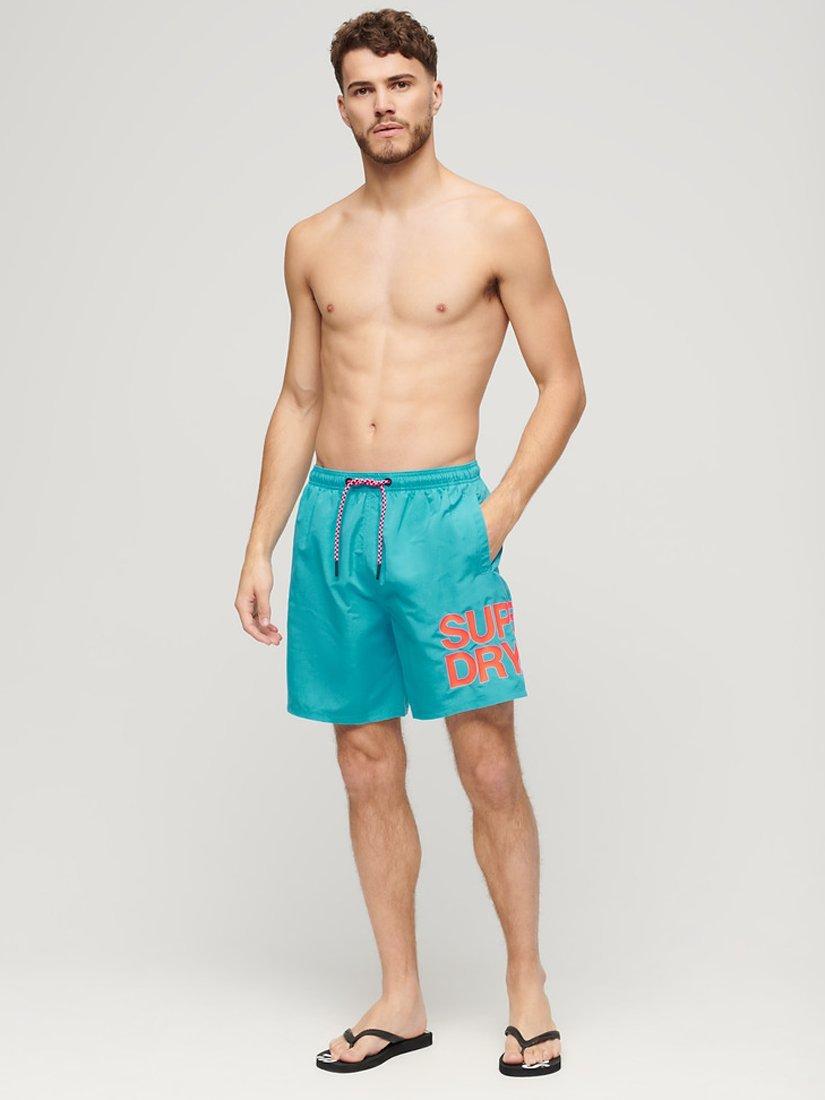 Superdry Sportswear Logo 17" Recycled Swim Shorts, Beach Blue, S
