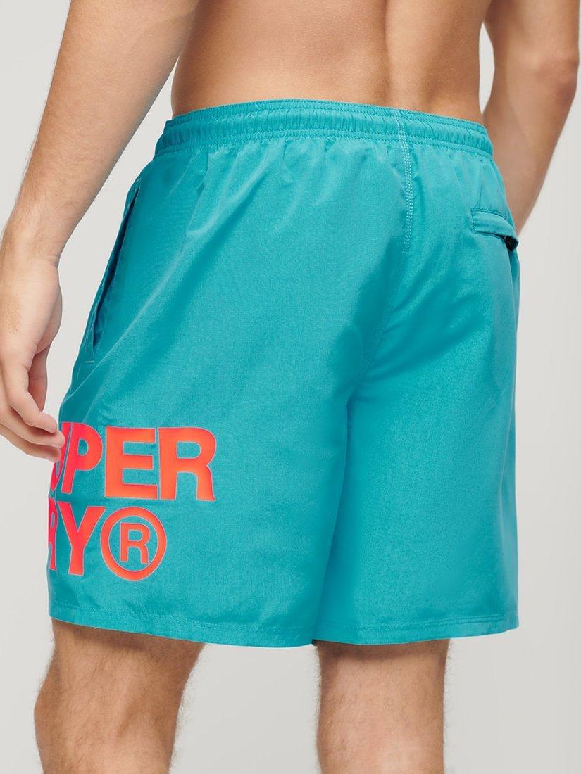 Superdry Sportswear Logo 17" Recycled Swim Shorts, Beach Blue, S