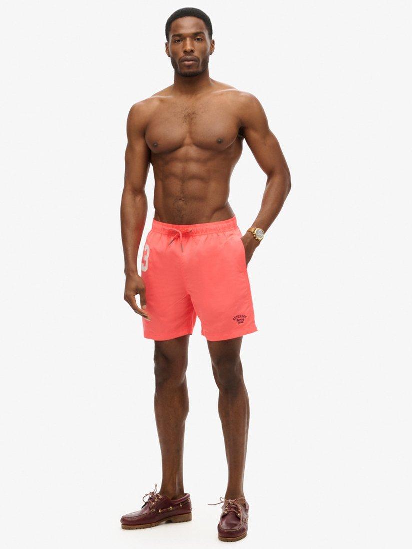 Product image 2 of 5, which shows Superdry Recycled Polo 17" Swim Shorts, Hot Coral, M