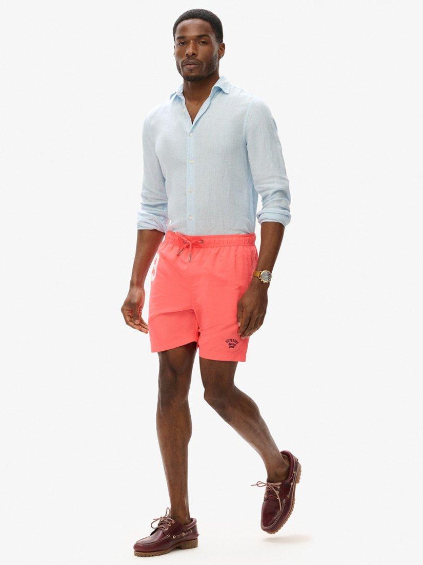 Product image 4 of 5, which shows Superdry Recycled Polo 17" Swim Shorts, Hot Coral, M