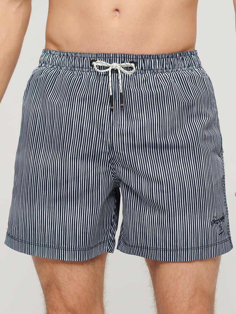 Superdry Fine Stripe 15" Swim Shorts, Navy, XXL