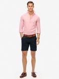 Superdry Stripe Linen Long Sleeve Shirt, House Pink Stripe