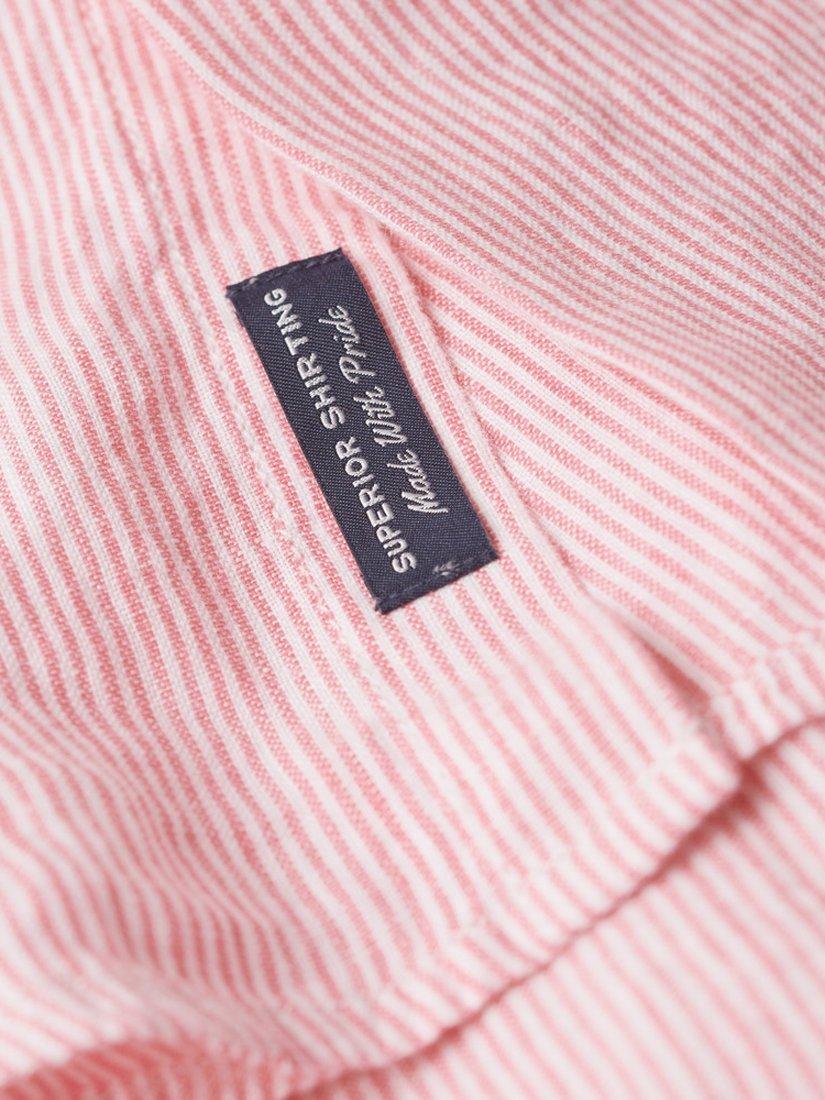 Superdry Stripe Linen Long Sleeve Shirt, House Pink Stripe, XL