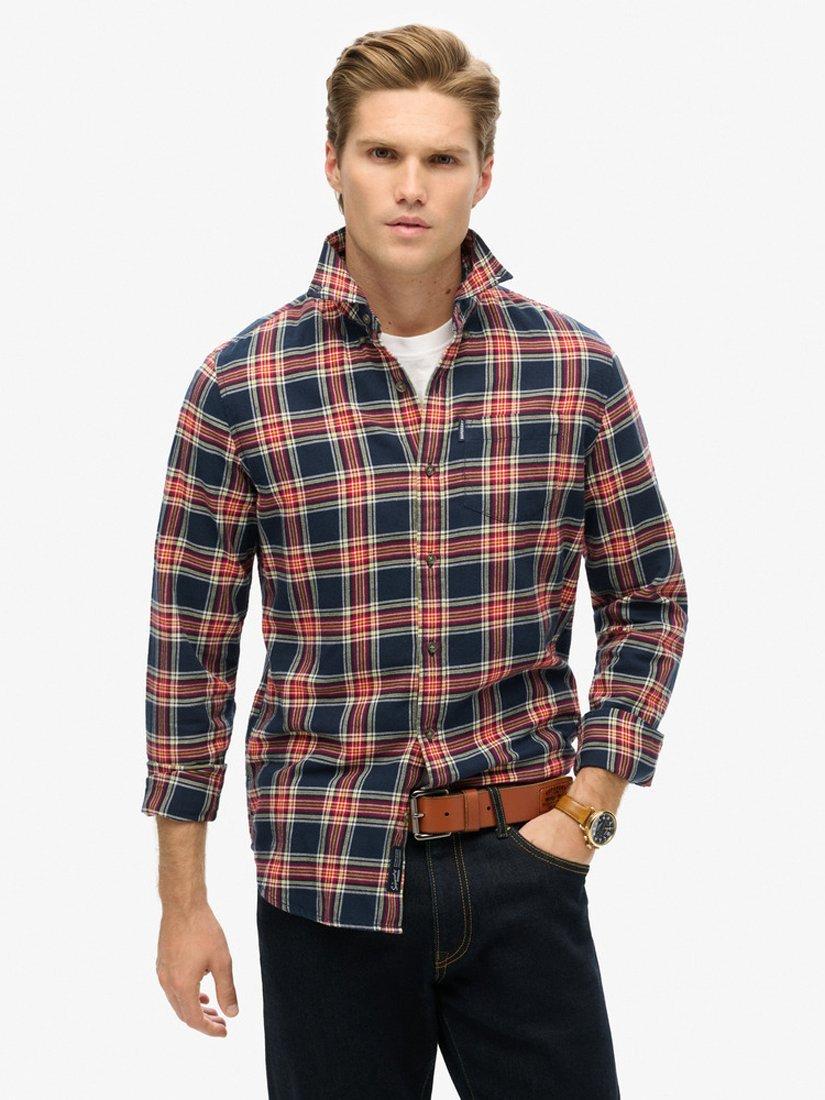 Product image 1 of 5, which shows Superdry Organic Cotton Vintage Check Shirt, Navy Check, M