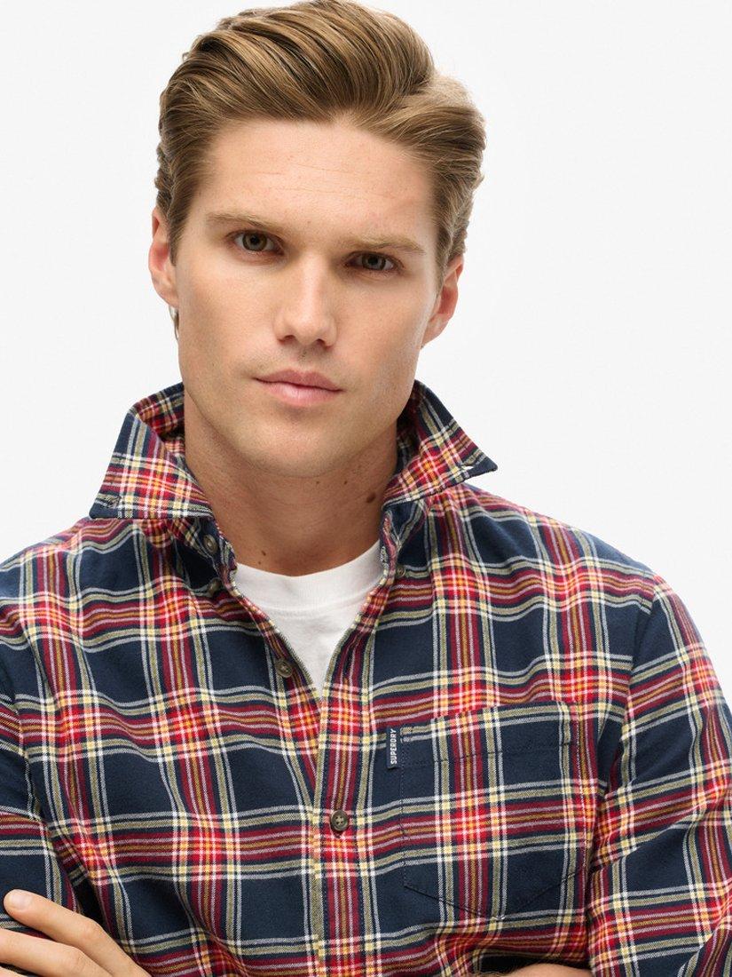 Product image 2 of 5, which shows Superdry Organic Cotton Vintage Check Shirt, Navy Check, M