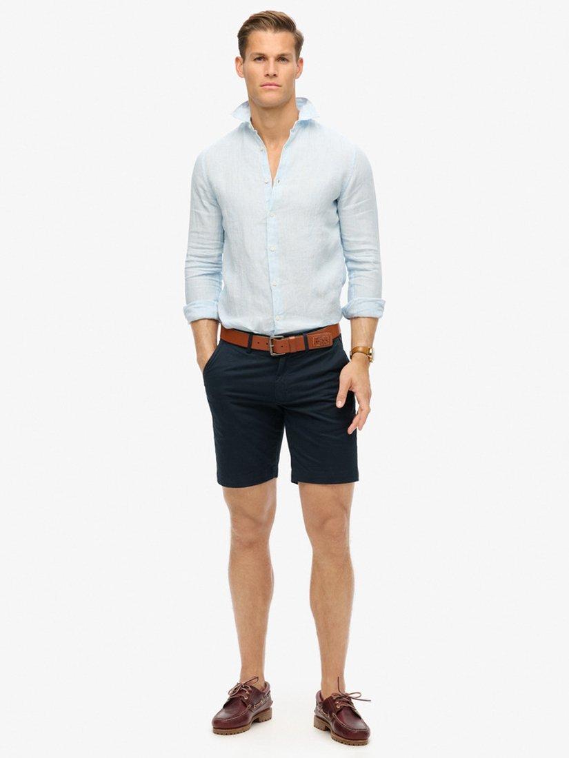 Product image 3 of 6, which shows Superdry Casual Linen Striped Long Sleeve Shirt, Seafoam Blue, XXXL