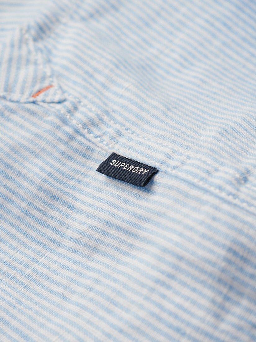 Product image 4 of 6, which shows Superdry Casual Linen Striped Long Sleeve Shirt, Seafoam Blue, XXXL