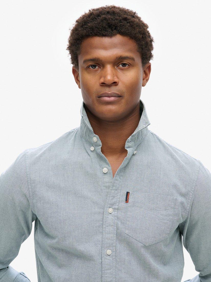 Product image 4 of 5, which shows Superdry Button Down Collar Organic Cotton Shirt, Navy, XXXL