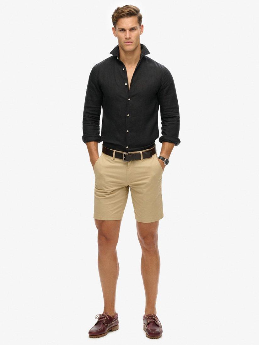 Product image 3 of 6, which shows Superdry Casual Linen Long Sleeve Shirt, Black, S