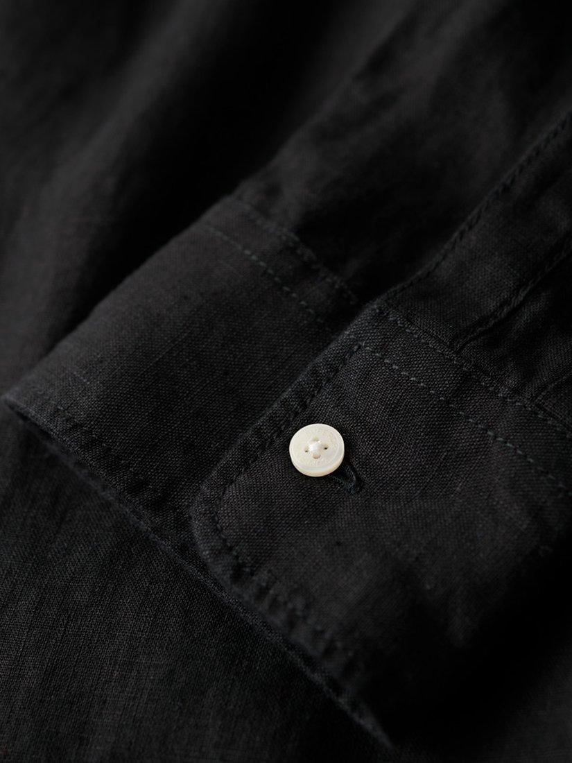 Product image 6 of 6, which shows Superdry Casual Linen Long Sleeve Shirt, Black, S