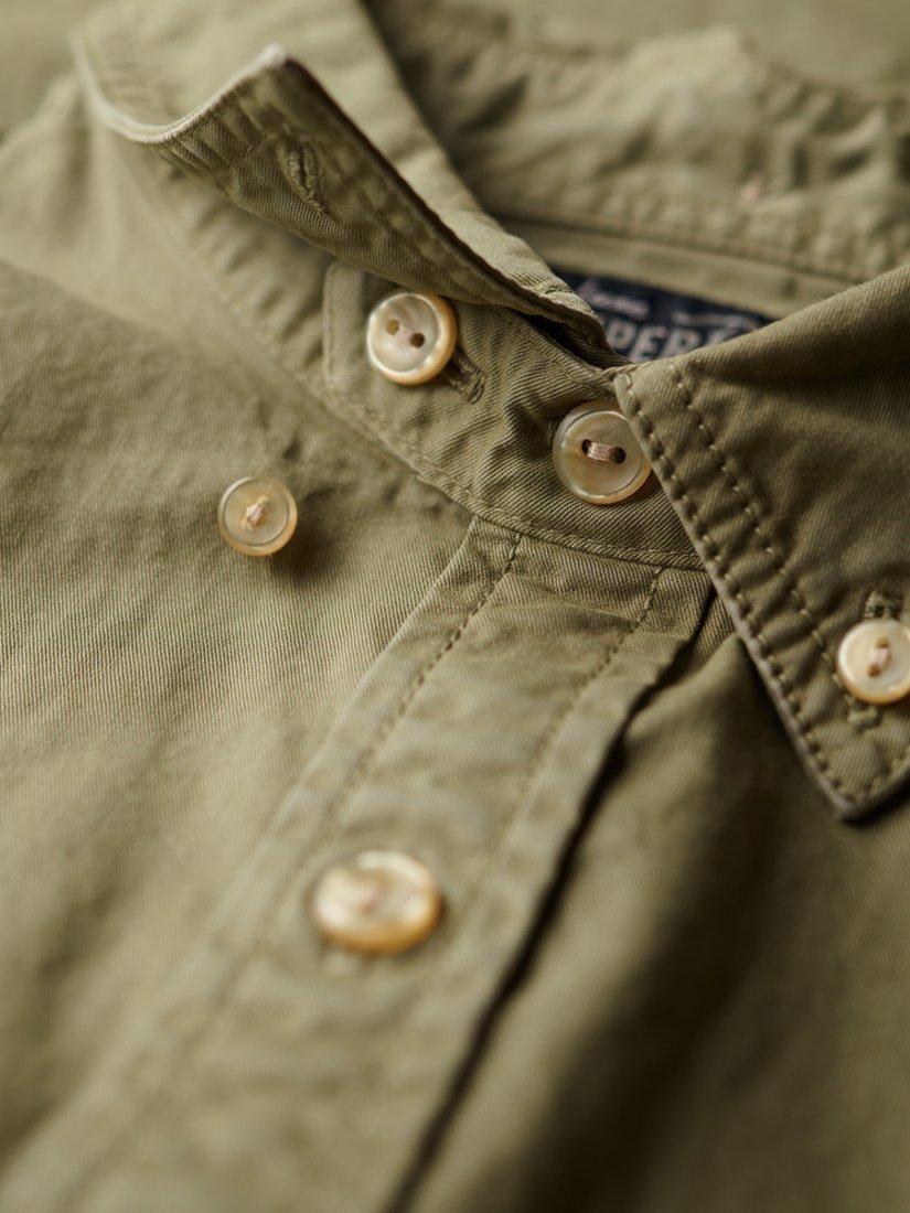 Product image 5 of 5, which shows Superdry The Merchant Store Cotton Long Sleeve Shirt, Light Khaki Green, S