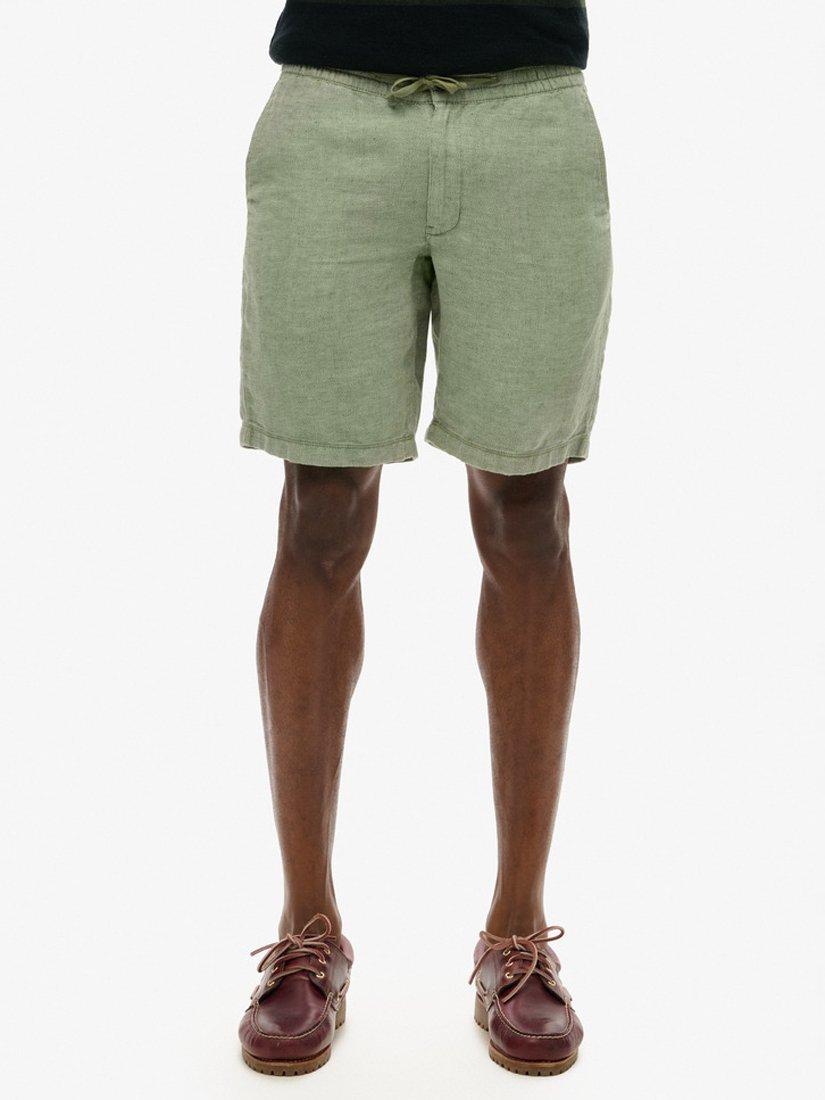 Superdry Drawstring Linen Shorts, Sage Green, XXL