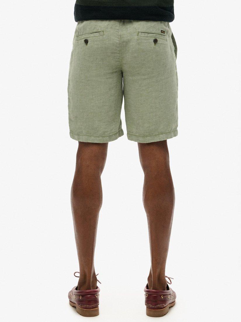 Superdry Drawstring Linen Shorts, Sage Green, XXL