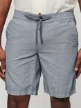 Superdry Drawstring Linen Shorts, Navy Stripe