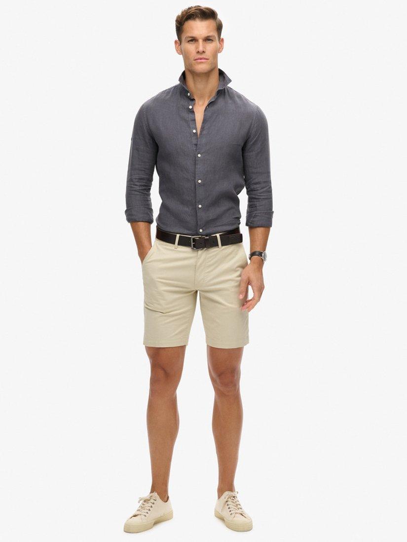 Product image 3 of 6, which shows Superdry Casual Linen Long Sleeve Shirt, Castlerock Grey, S