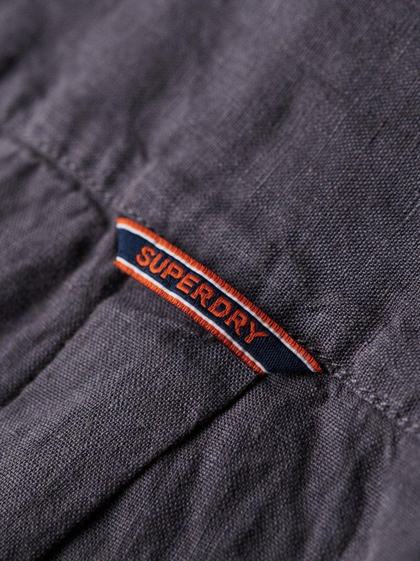 Product image 4 of 6, which shows Superdry Casual Linen Long Sleeve Shirt, Castlerock Grey, S