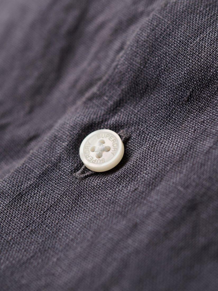 Product image 6 of 6, which shows Superdry Casual Linen Long Sleeve Shirt, Castlerock Grey, S