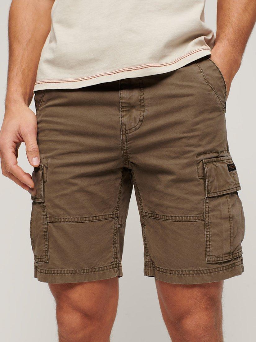 Product image 1 of 6, which shows Superdry Heavy Cargo Shorts, Deep Brown, 28R
