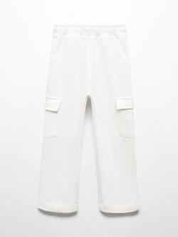 Mango Kids' London Cargo Jogger Trousers, White, White