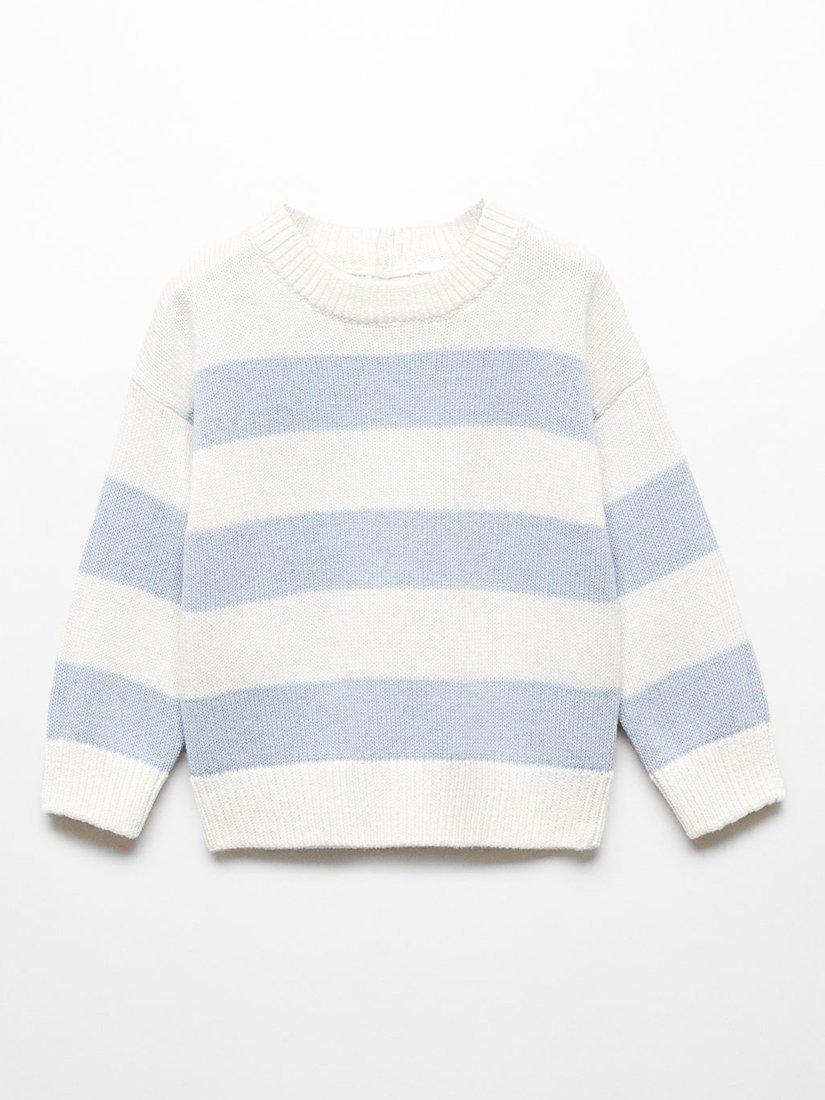 Mango Baby Parma Block Stripe Jumper, Pastel Blue