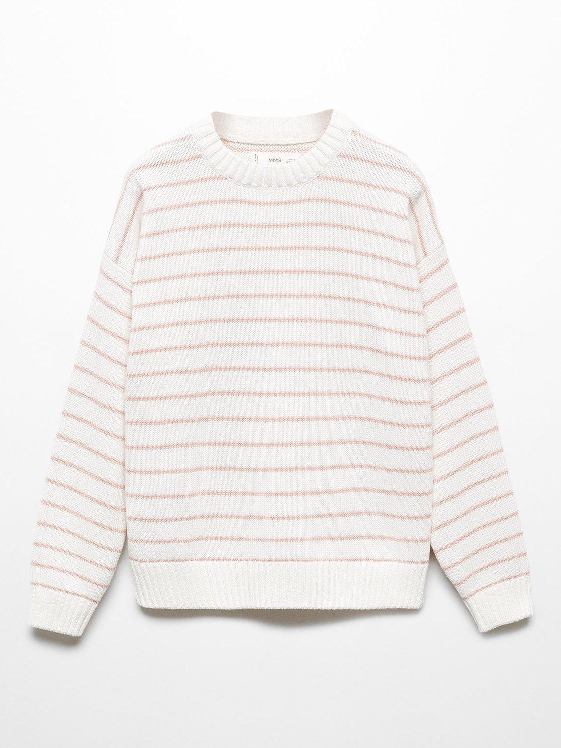 Mango Kids' Roma Stripe Jumper, Pastel Pink