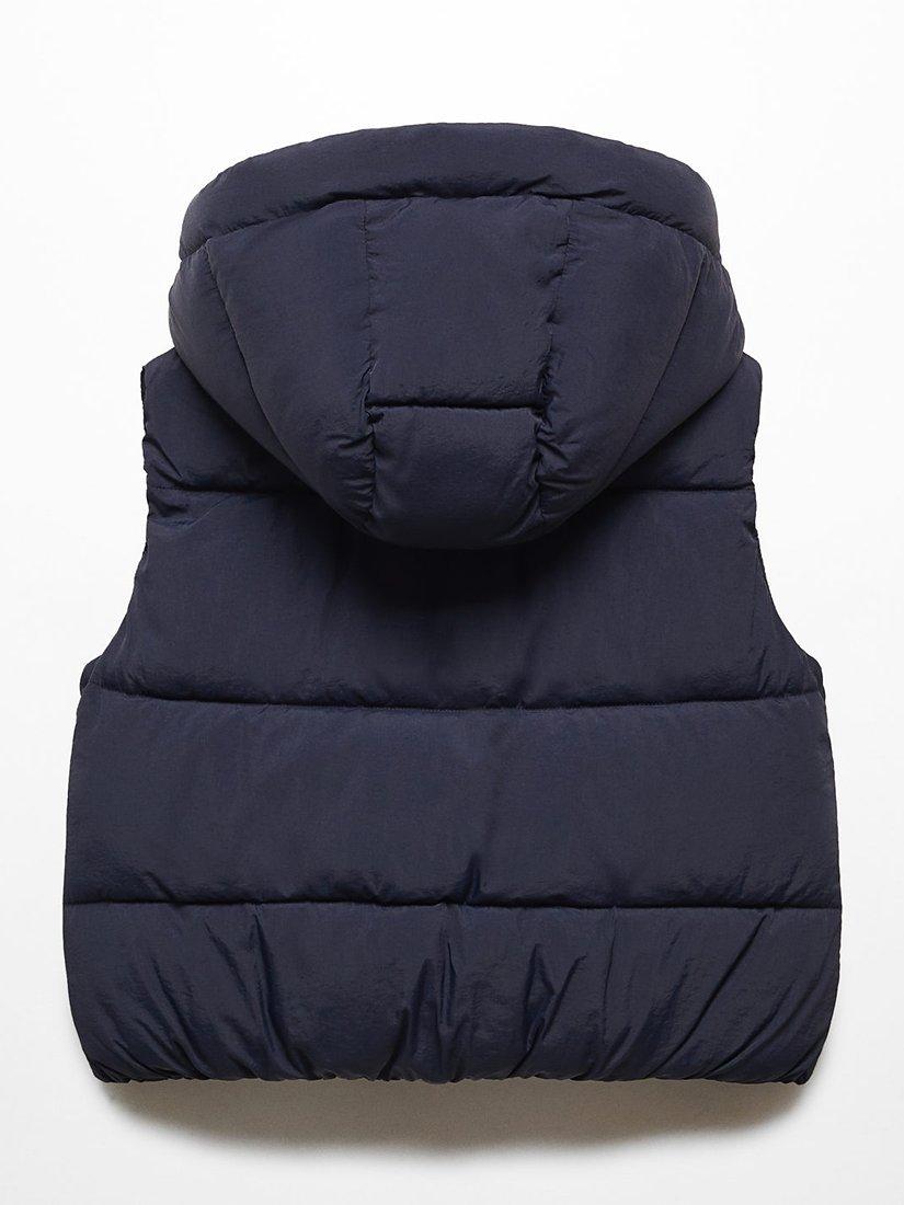 Mango Kids' Mariana Quilted Hooded Gilet, Navy, 13-14 years