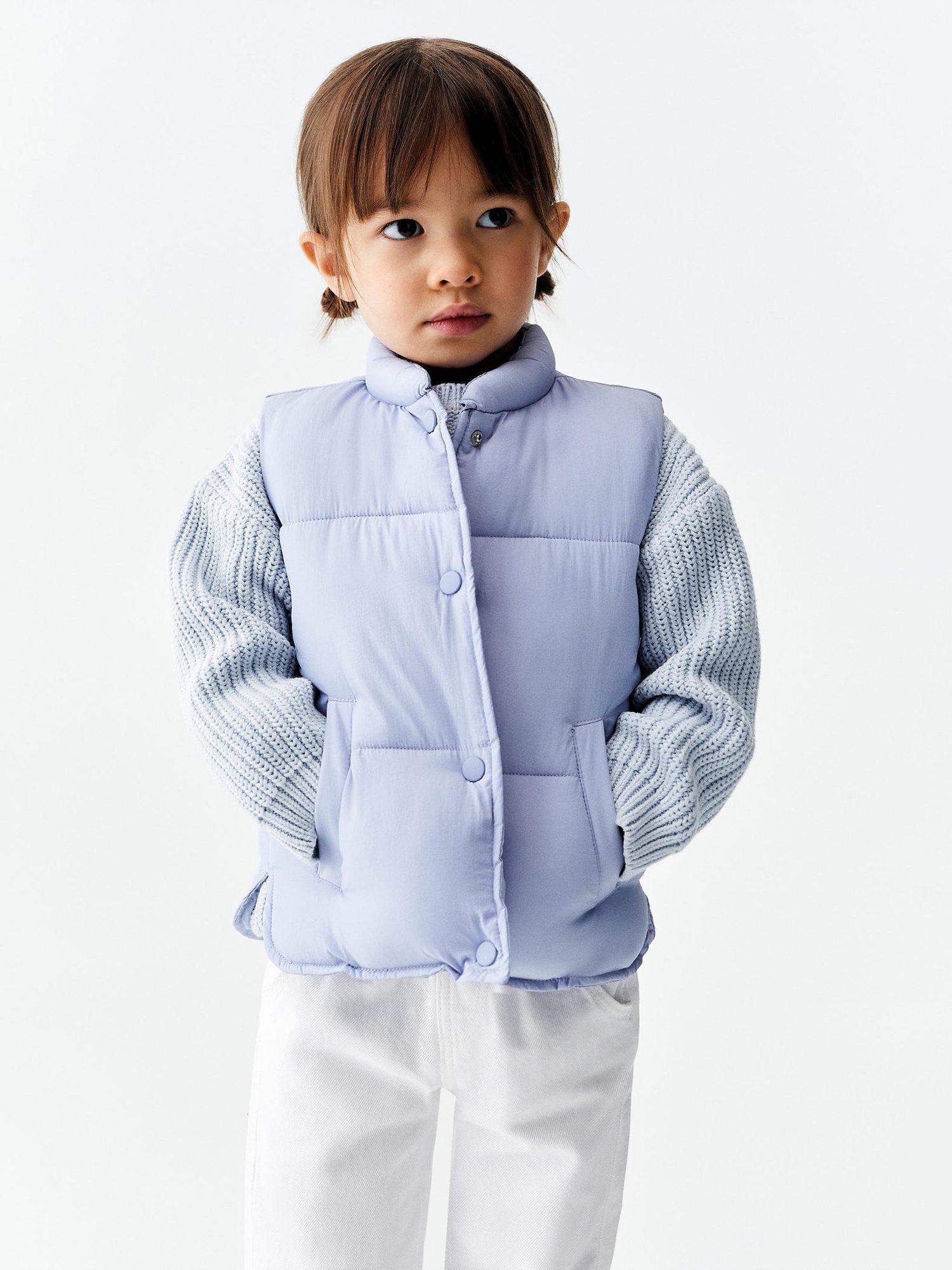 Mango Baby Lauren Quilted Gilet, Pastel Blue