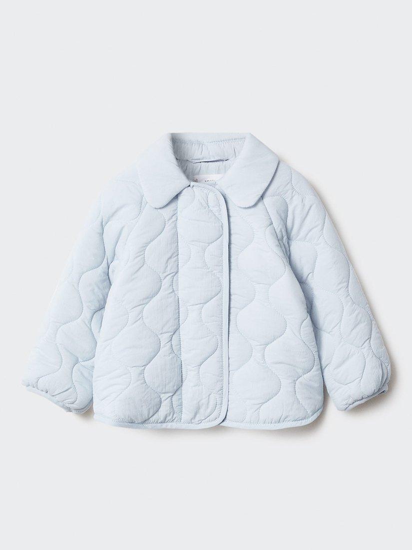 Mango Baby Genio Quilted Jacket, Pastel Blue