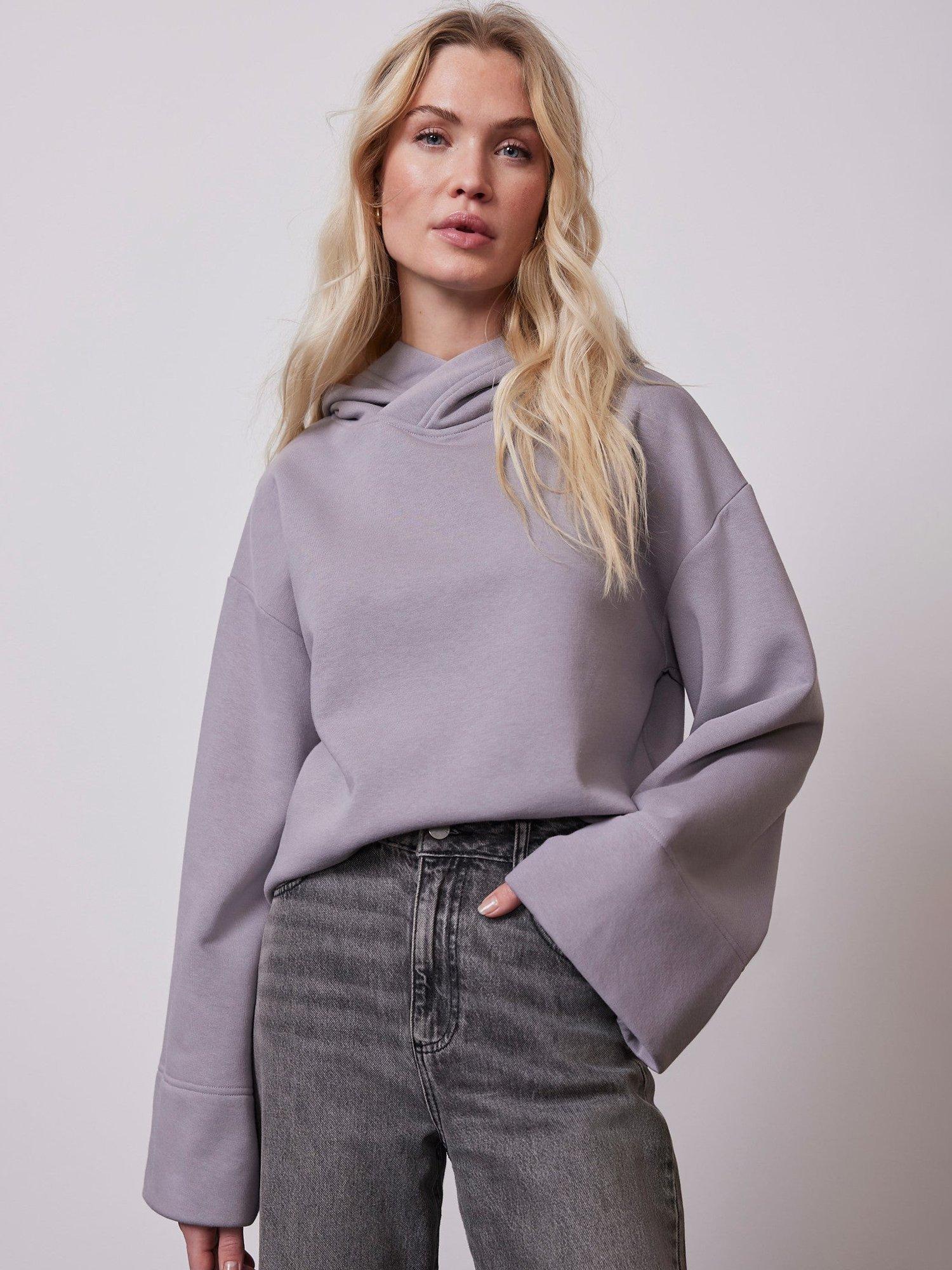 Mint Velvet Boxy Wide Sleeve Hoodie, Grey