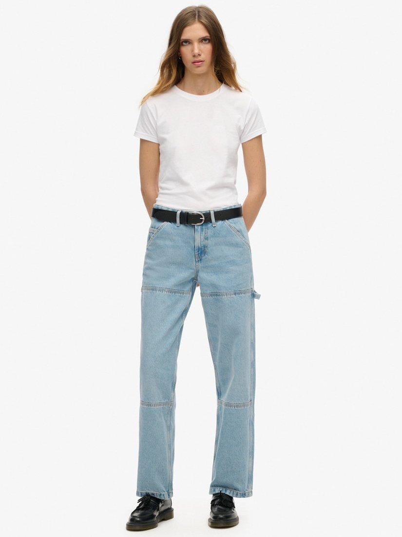 Product image 1 of 4, which shows Superdry Mid Rise Denim Carpenter Jeans, Beechwood, W30/L31