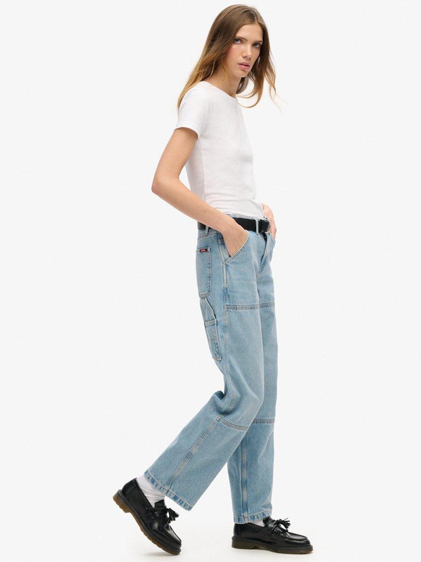 Product image 2 of 4, which shows Superdry Mid Rise Denim Carpenter Jeans, Beechwood, W30/L31
