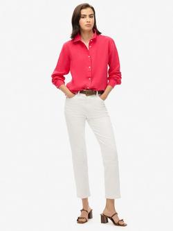 Superdry Casual Linen Boyfriend Shirt - view 2, Electric Pink