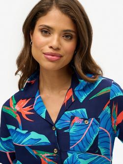 Superdry Beach Resort Shirt, Navy Paradise - view 2, Navy Paradise