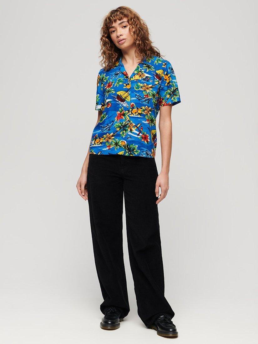 Product image 2 of 5, which shows Superdry Beach Resort Shirt, Blue Dolphin Ocean, 16
