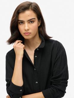 Superdry Longline Beach Shirt - view 2, Black