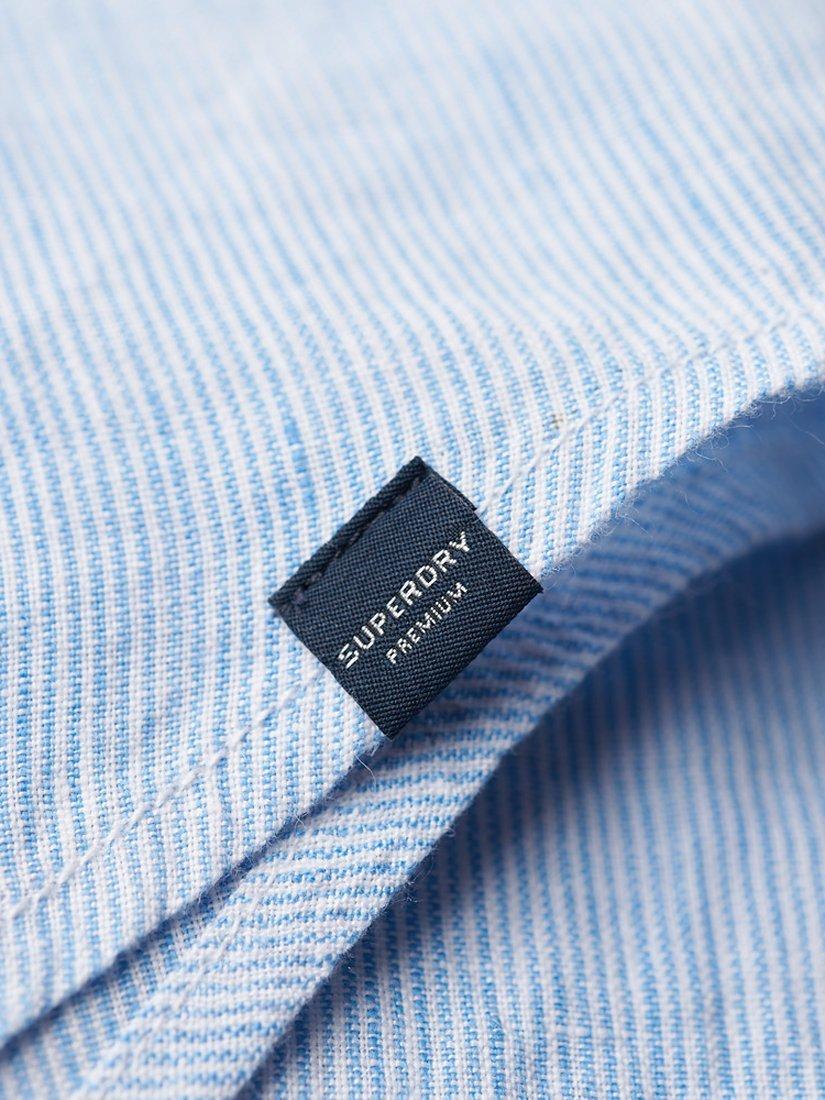Product image 5 of 5, which shows Superdry Casual Linen Boyfriend Shirt, Blue Bonnet Stripe, 8