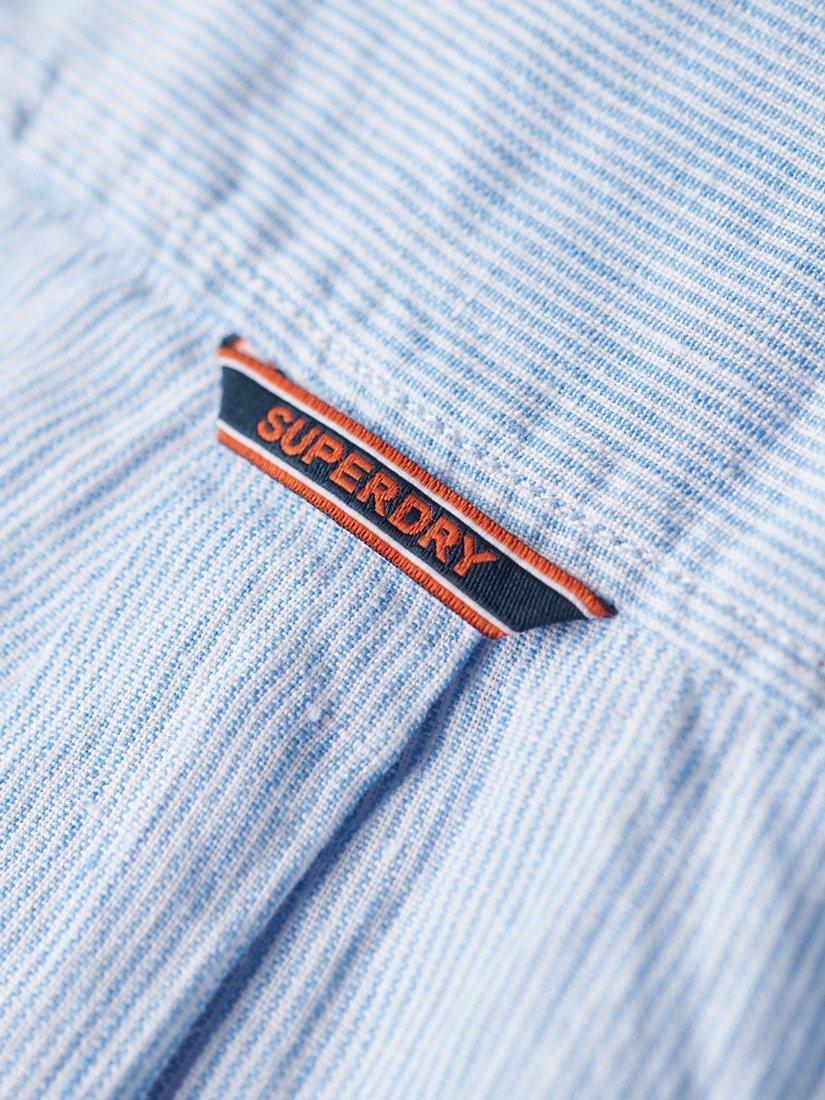 Product image 4 of 5, which shows Superdry Casual Linen Boyfriend Shirt, Blue Bonnet Stripe, 8