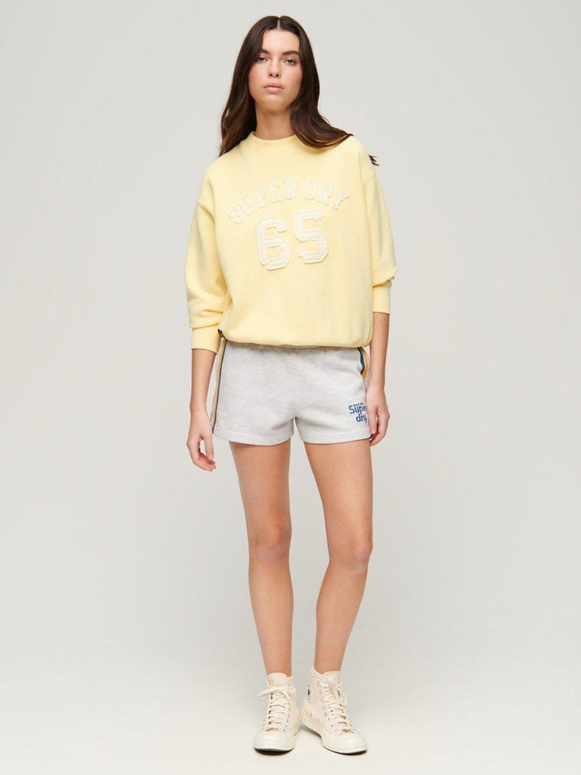 Product image 2 of 6, which shows Superdry Rainbow Side Stripe Logo Shorts, Ice Grey Marl, 8