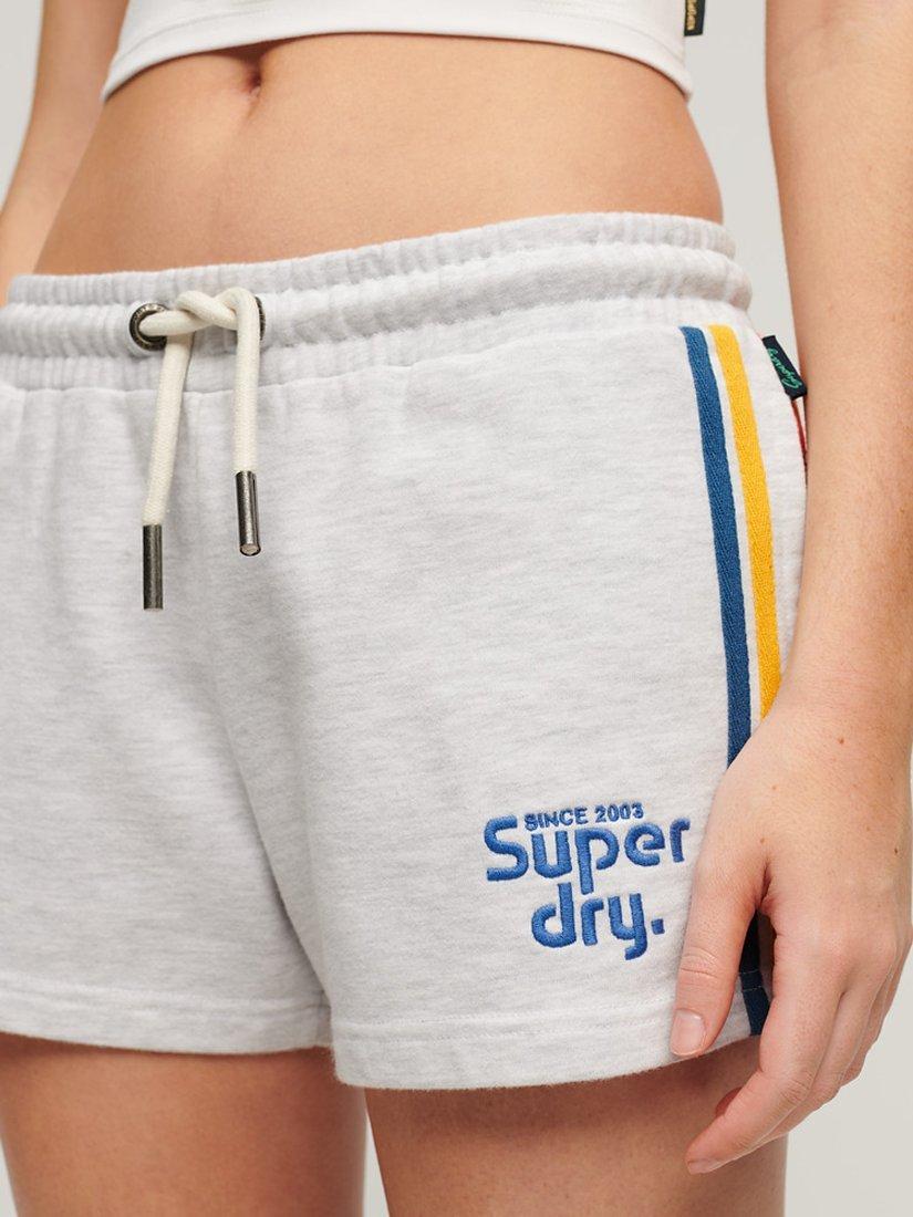 Product image 4 of 6, which shows Superdry Rainbow Side Stripe Logo Shorts, Ice Grey Marl, 8
