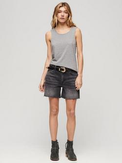 Superdry Scoop Neck Tank Top - view 2, Moon Grey Marl